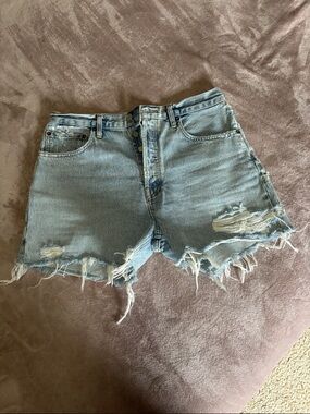 AGOLDE Riley-Groove High-Rise Denim Shorts